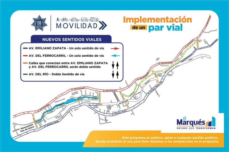 Mpio. del Marqués actualiza sentidos viales en La Cañada para mejorar la movilidad vehicular