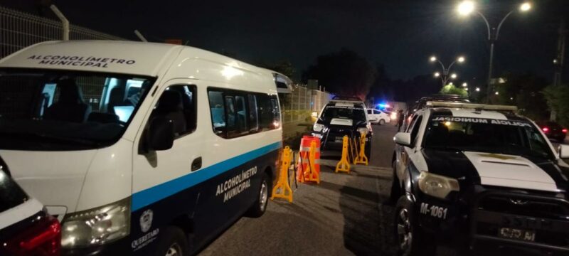 Querétaro refuerza seguridad con operativo de alcoholímetro y sanciones comunitarias
