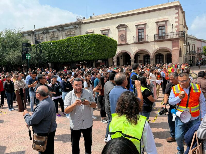 Simulacro exitoso en Palacio de Gobierno de Querétaro
