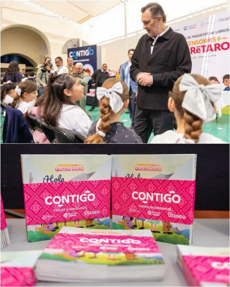 Mauricio Kuri entrega paquetes de libros “Defensores de Querétaro” para fomentar la lectura y la identidad Estatal a los niños