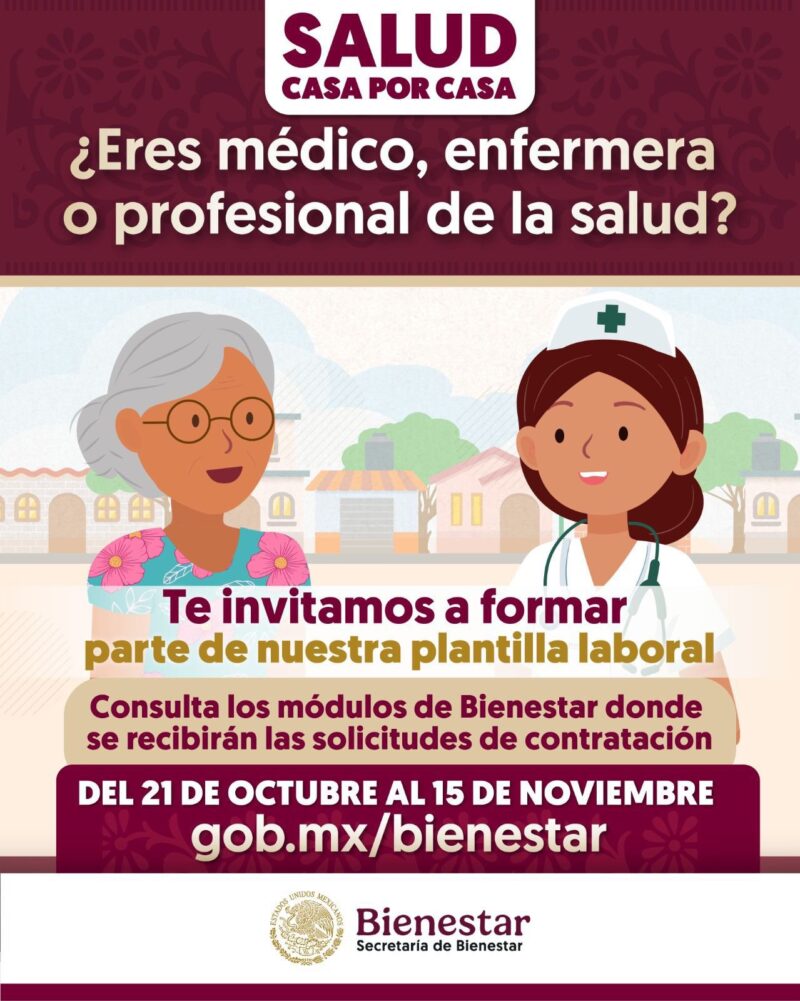 Bienestar abre convocatoria para contratar personal médico y de enfermería en el programa Salud Casa por Casa 