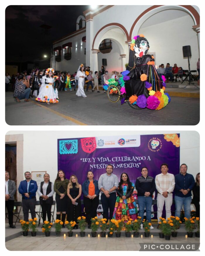 Presidente Municipal Gaspar Trueba encabeza el colorido desfile de Día de Muertos en Colón