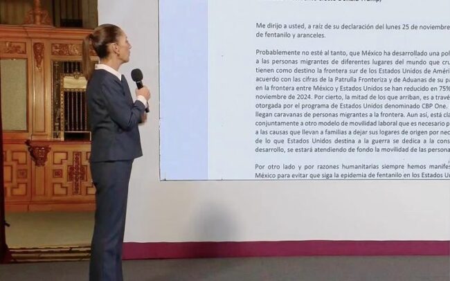 Claudia Sheinbaum envía cartas a Trump y Trudeau en respuesta a amenaza arancelaria