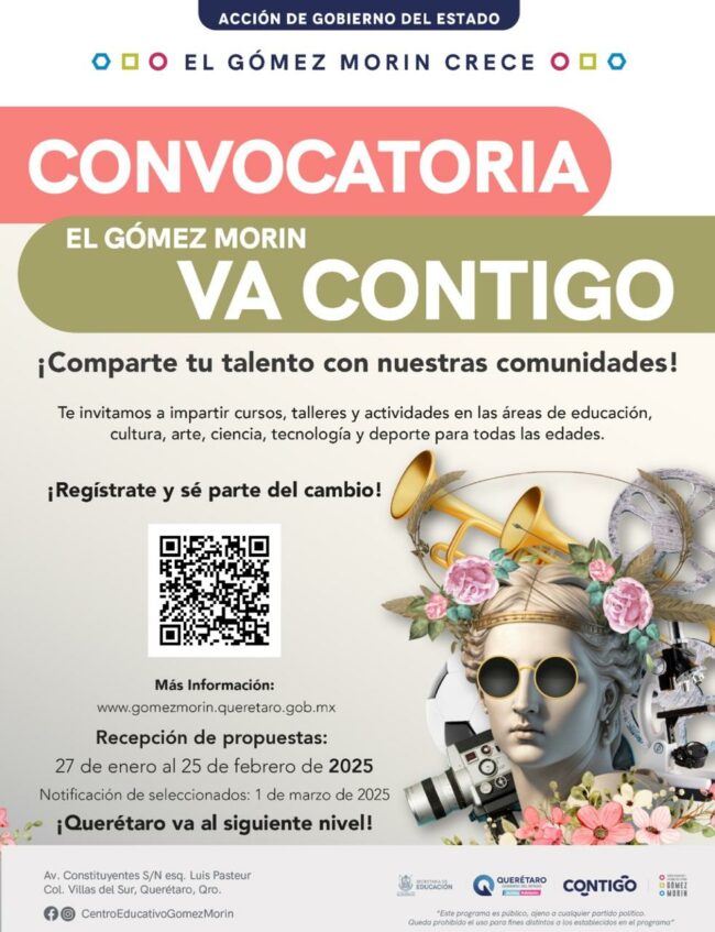 Querétaro busca talentos convocatoria abierta para impartir cursos en el Gómez Morín