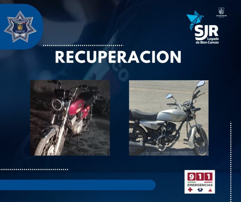 La Policía de San Juan del Río recupera motocicletas robadas una con reporte desde el 2020