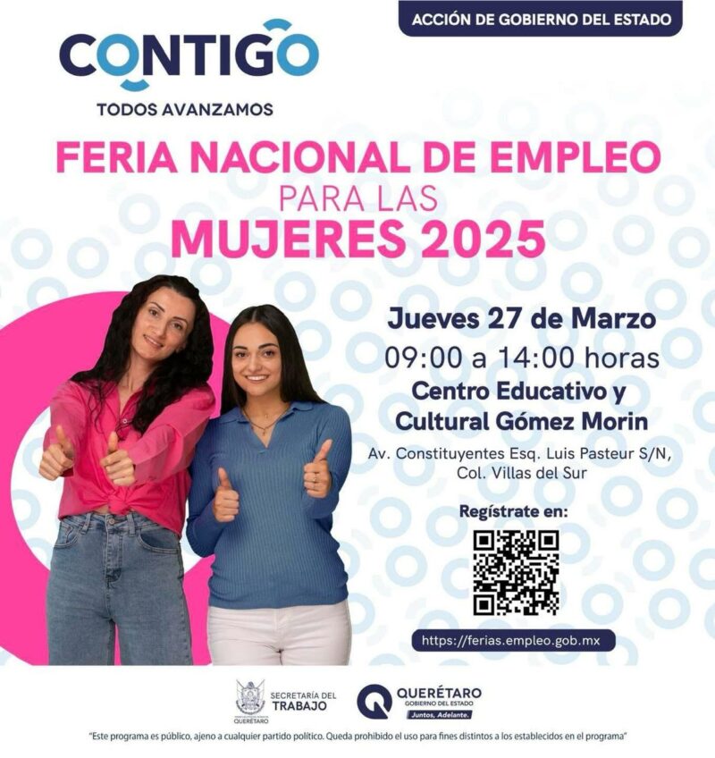 Oportunidad laboral Querétaro ofrece más de mil vacantes en Feria de Empleo para Mujeres