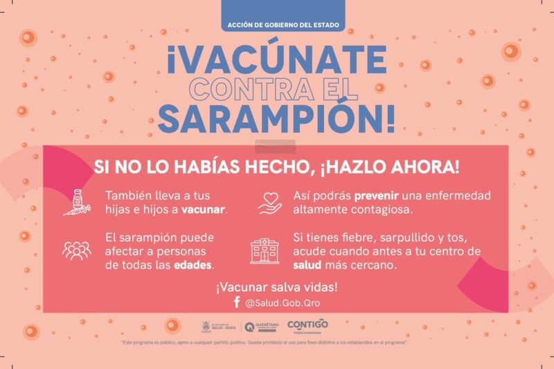 Intensifica SESA vigilancia y vacunación contra el sarampión en Querétaro